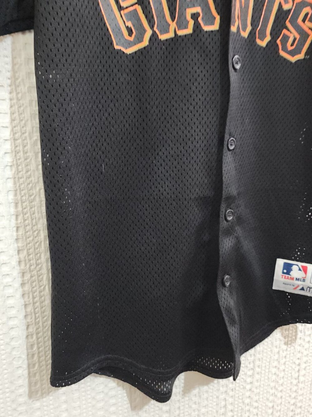 Vintage San Francisco Giants Jersey Majestic Black Mesh MLB Button Up Size Small - Picture 9 of 14